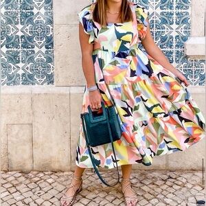 CROSBY BY MOLLIE BURCH women's Eloise dress in poinciana geometric XL